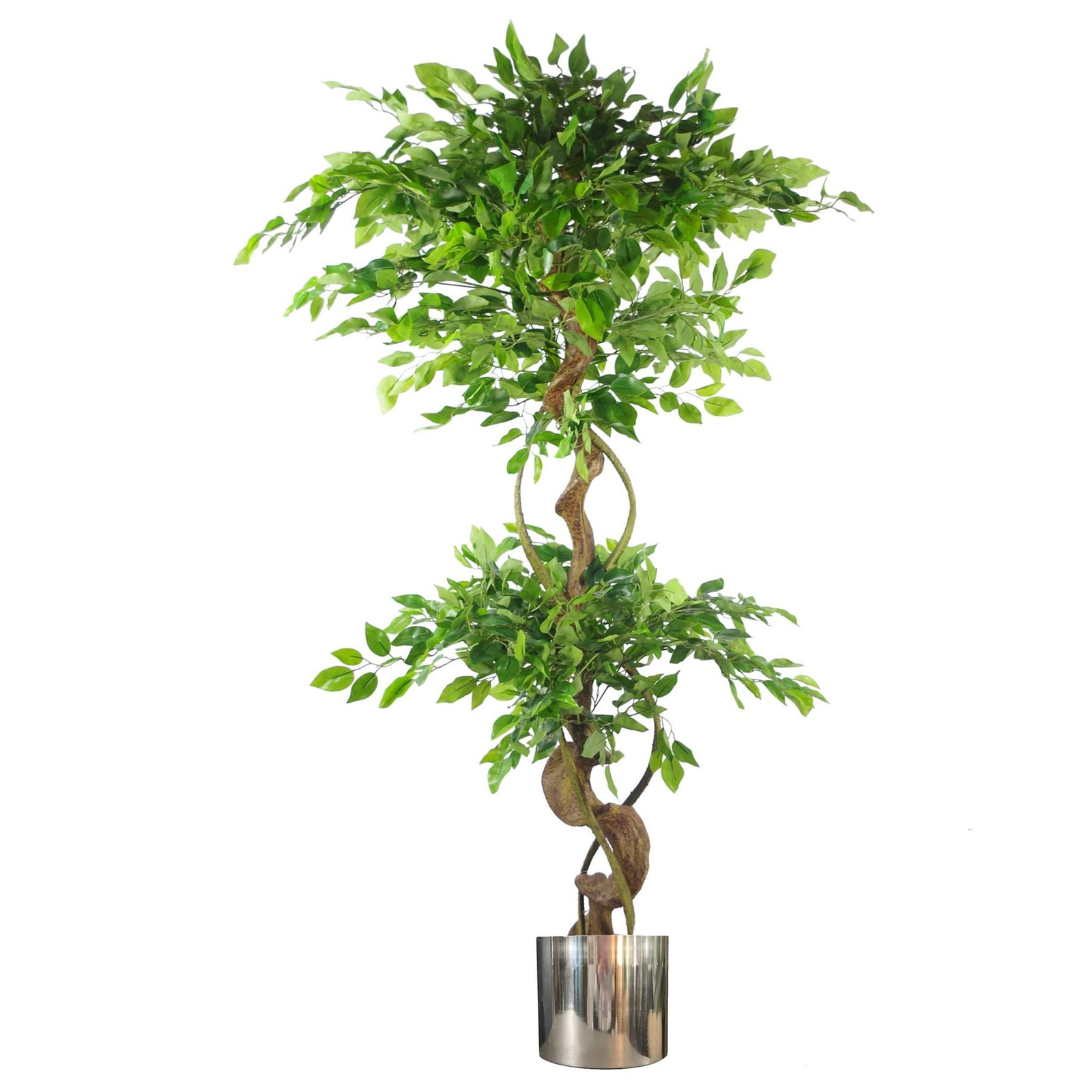 Modern Metal Planter Polished Silver H Made 18cm