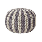 Knitted Pouffe Striped Footstool | 50cm x 35cm | Grey