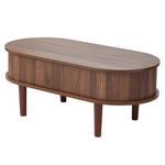 Wooden Oval Lift-top Coffee Table With Hidden Compartment
