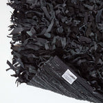 Dallas Leather Shaggy Rug | 150cm x 240cm | Black
