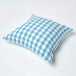 Block Check Cotton Gingham Cushion Cover | 60cm x 60cm | Blue
