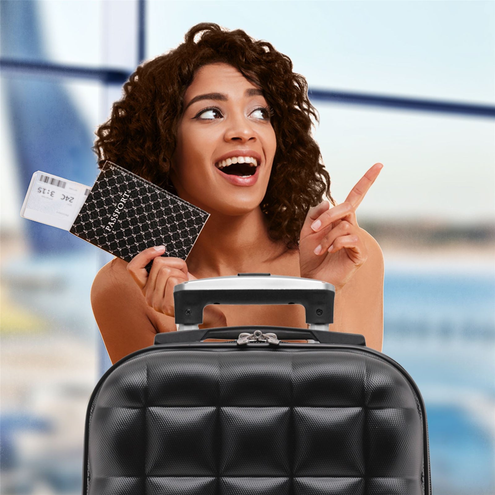 Large 29" Hard Shell Bubble Design Check-in Suitcase Hold Luggage Bag 20kg+ | Large | Black