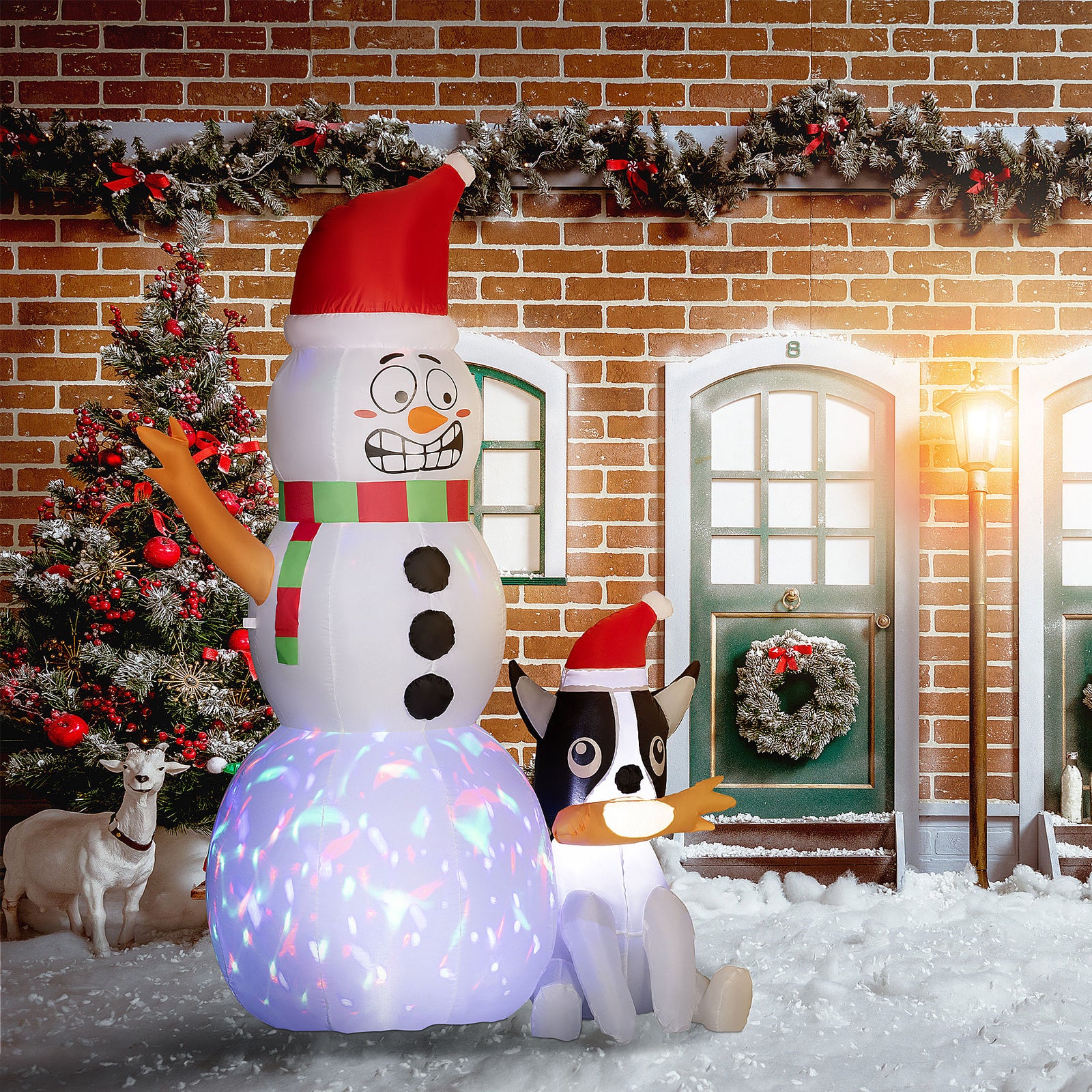 6.2ft Christmas Blow Up Snowman With Dog