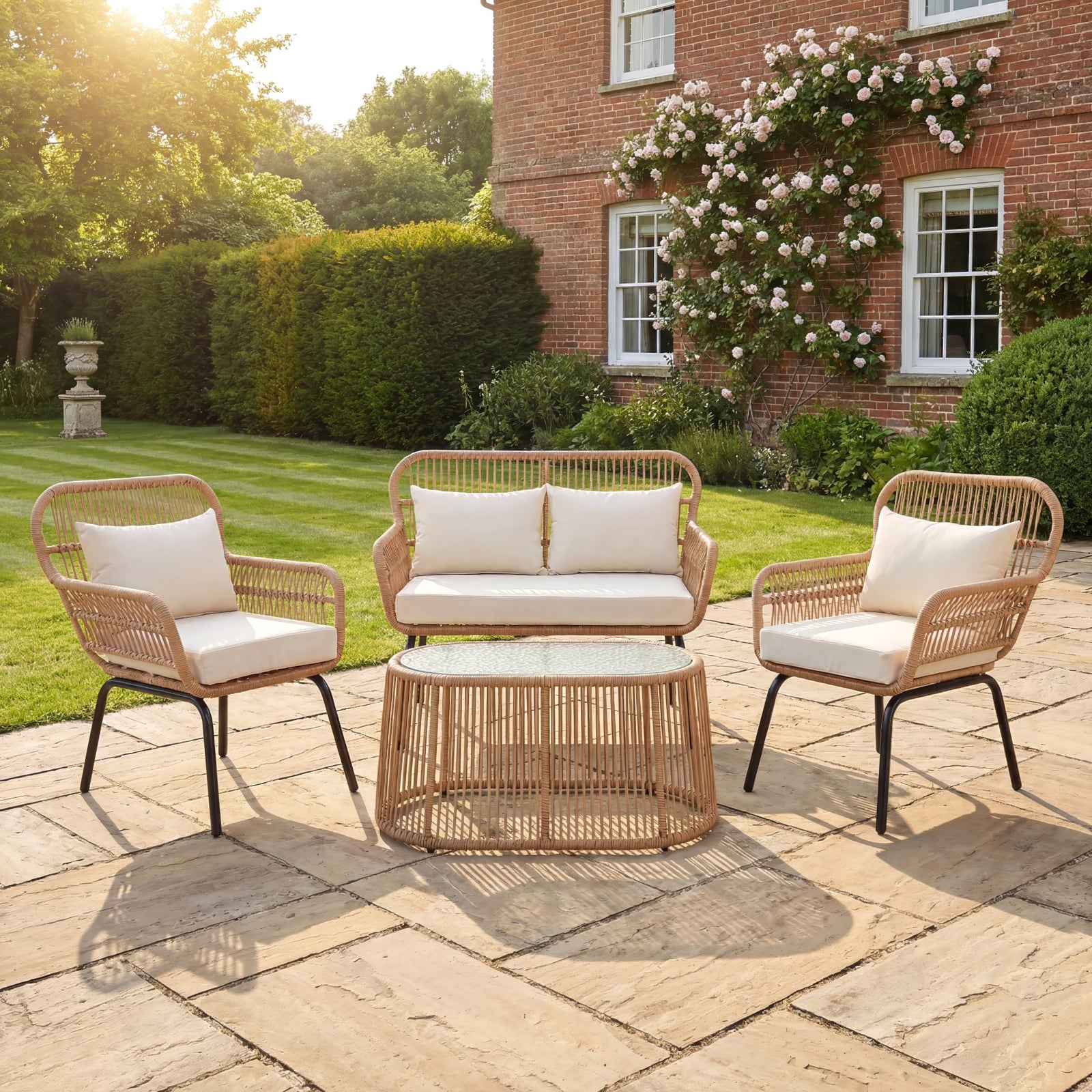 Carbini 4 Piece Patio Bistro Set | Cream