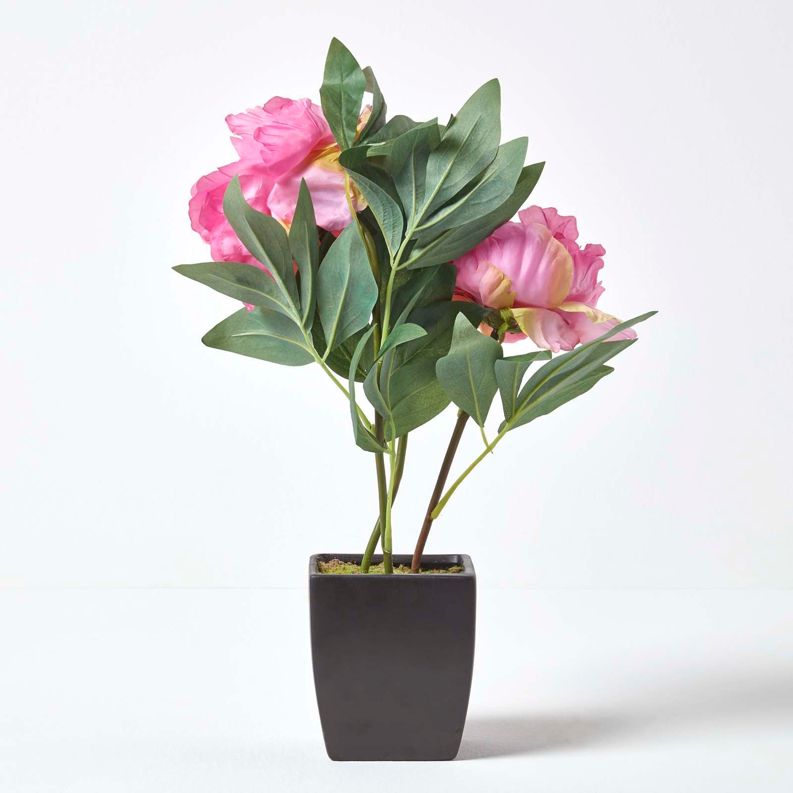 Artificial Peonies In Decorative Pot, 48 Cm Tall | Pink