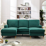 Woodbury 218cm Wide U-shaped Velvet Fabric Corner Sofa | 3 | Green