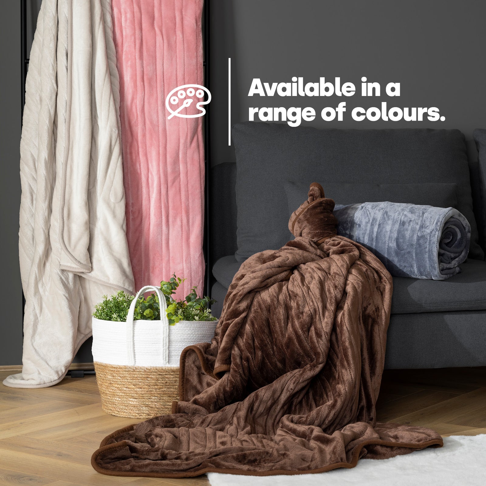 Heated Throw Electric Blanket With Washable Fleece Cover Cream