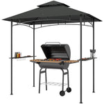 8' X 5' Grill Gazebo, Double Tiered Outdoor Bbq Shelter | Dark Gray