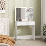 Dressing Table With Mirror And Storage, Modern Vanity Desk, White