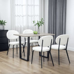 Set Of 4 Sherpa Dining Chairs Boucle Kitchen Chairs | One Size | White