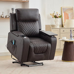 Byron Electric Riser Recliner Chair With Massage And Heat, Drink Cooler, Table | Brown