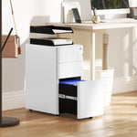 Steel Filing Cabinet With Lock And Wheels For Home Office | One Size | White
