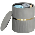 Round Pouffe Storage Footstool With Hidden Space | Light Grey