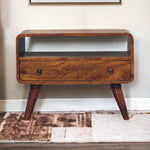 Solid Wood Mini Chestnut Curved Media Unit