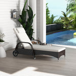 Adjustable Rattan Sun Lounger W/ Cushion | Brown