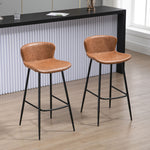 Pu Leather Bar Chairs With Back Set Of 2