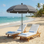 1.8 M Beach Umbrella Parasol With Sand Anchor, Tilt | Grey