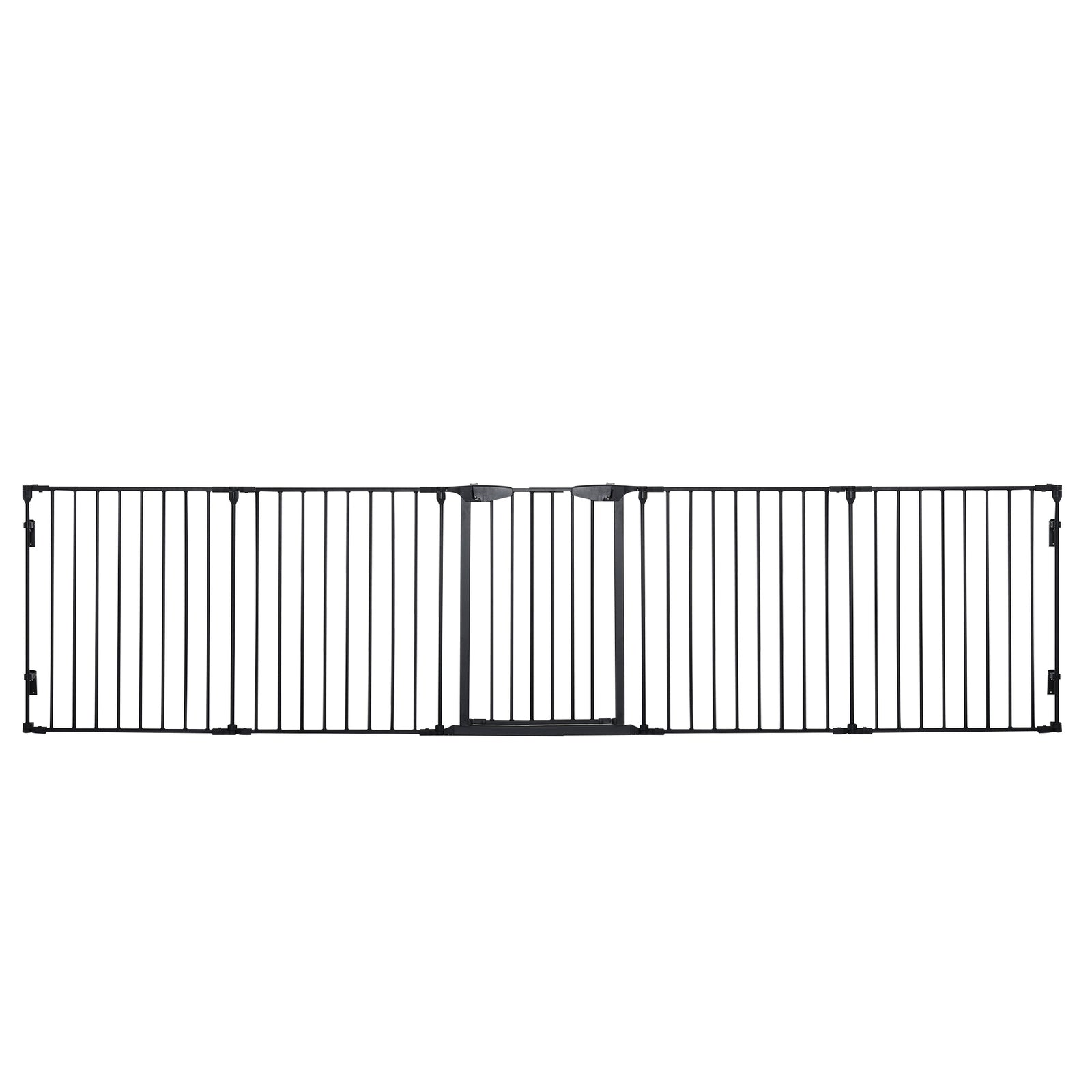 Pet Safety Gate 5 Panels Playpen Metal Fence W/ Walk Through Door | Black