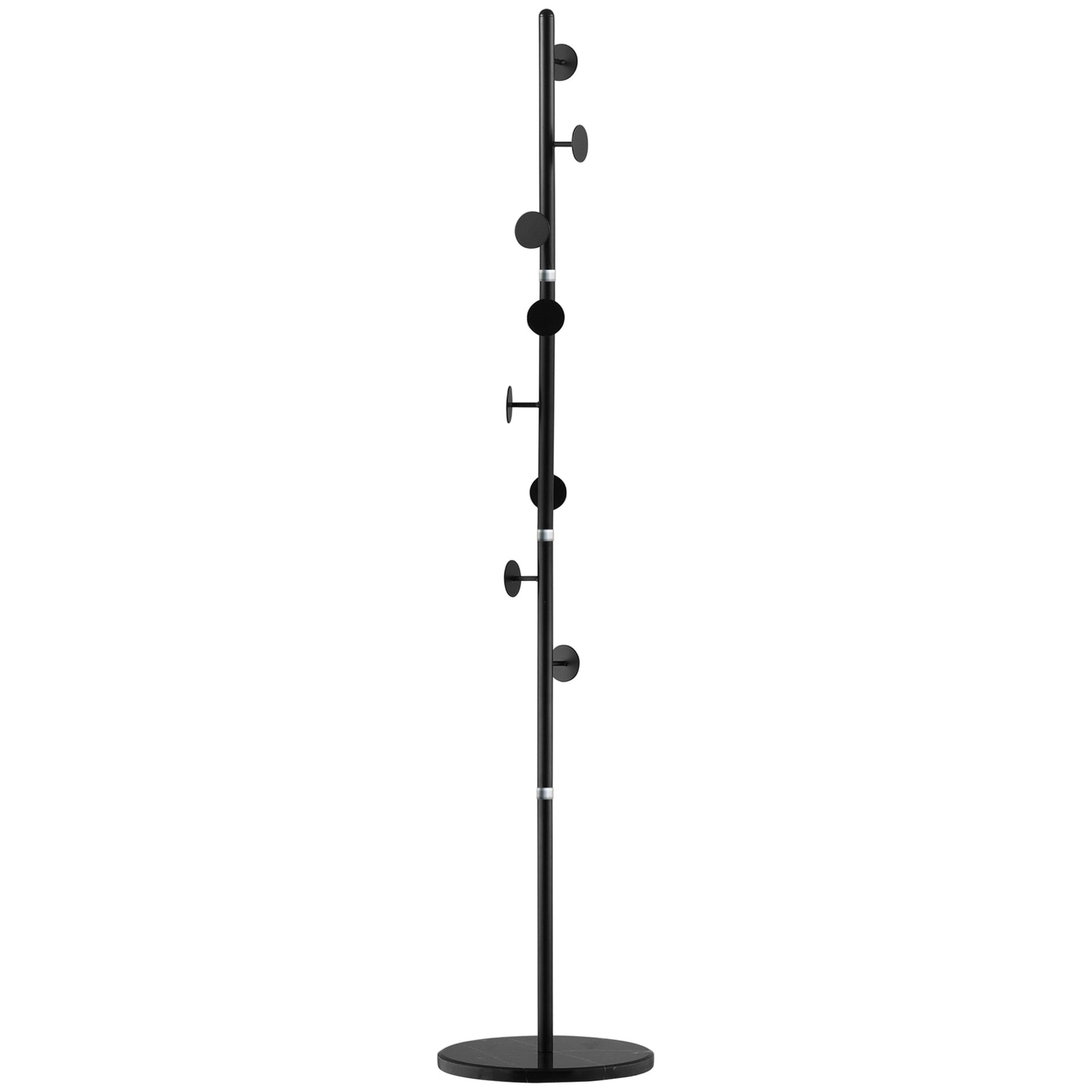 Steel Coat Stand Rack Marble Base 8 Hook Entryway | One Size | Black