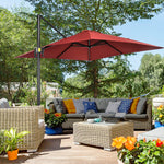 Square Cantilever Roma Parasol W/ 360° Crank & Base | Red