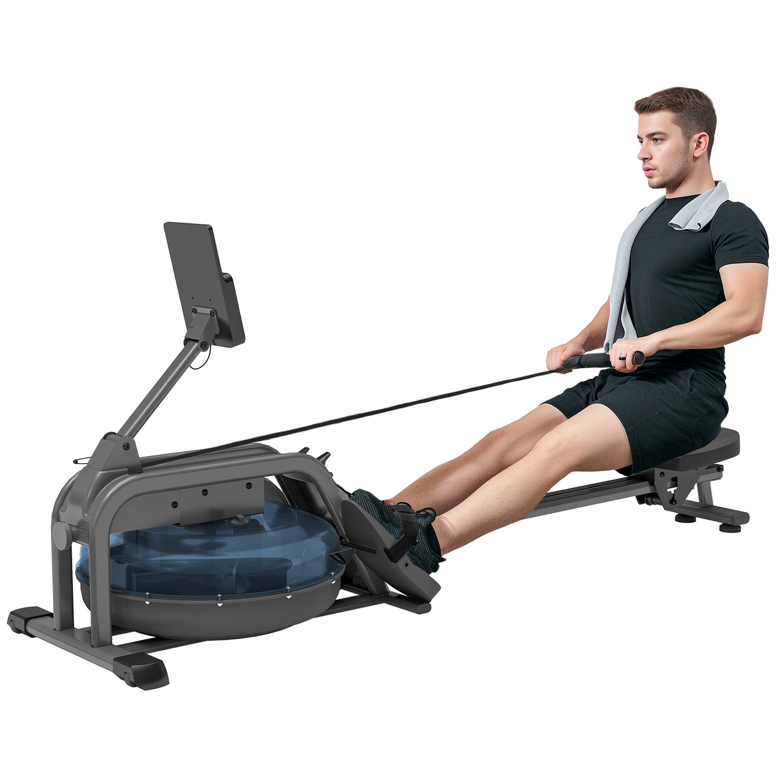 Water Rowing Machine With Adjustable Resistance, Vertical Storage