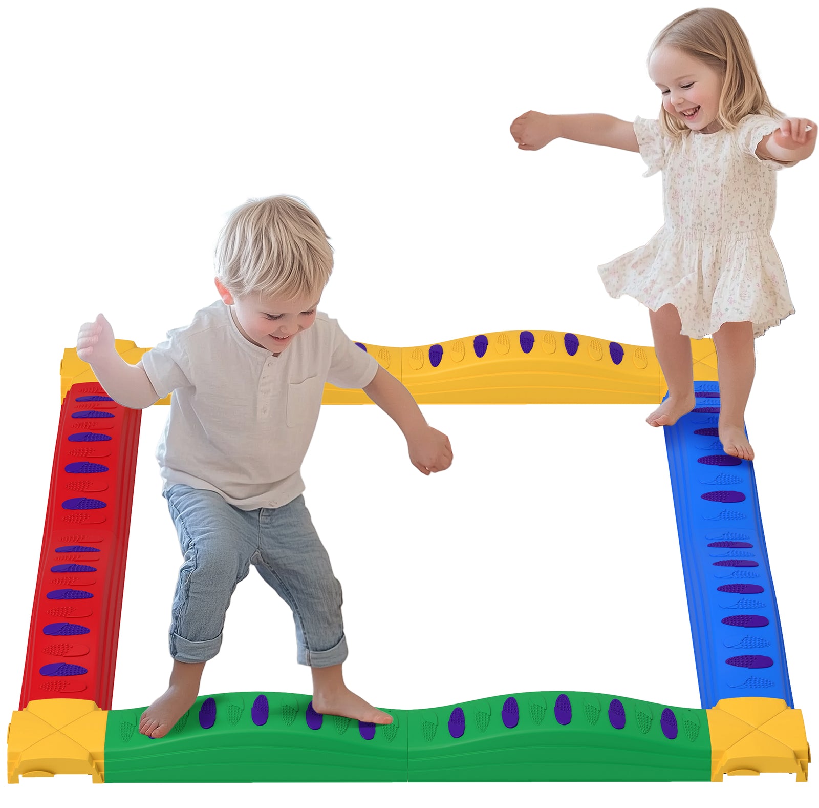 12pcs Kids Balance Beam Stepping Stones With Non-slip Foot Pads