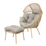 Nestara Standing Egg Chair And Stool | One Size | Light Brown