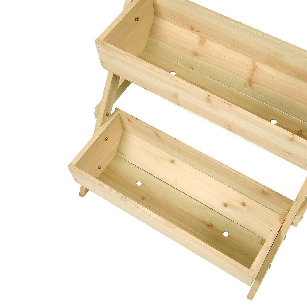 3-tier Wooden Planter Box With Drainage Holes | Natural