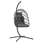 Hanging Chair With Stand And Cushion | Dark Gray
