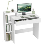 HOMCOM Computer Desk With 3 Open Shelves And Drawer, White