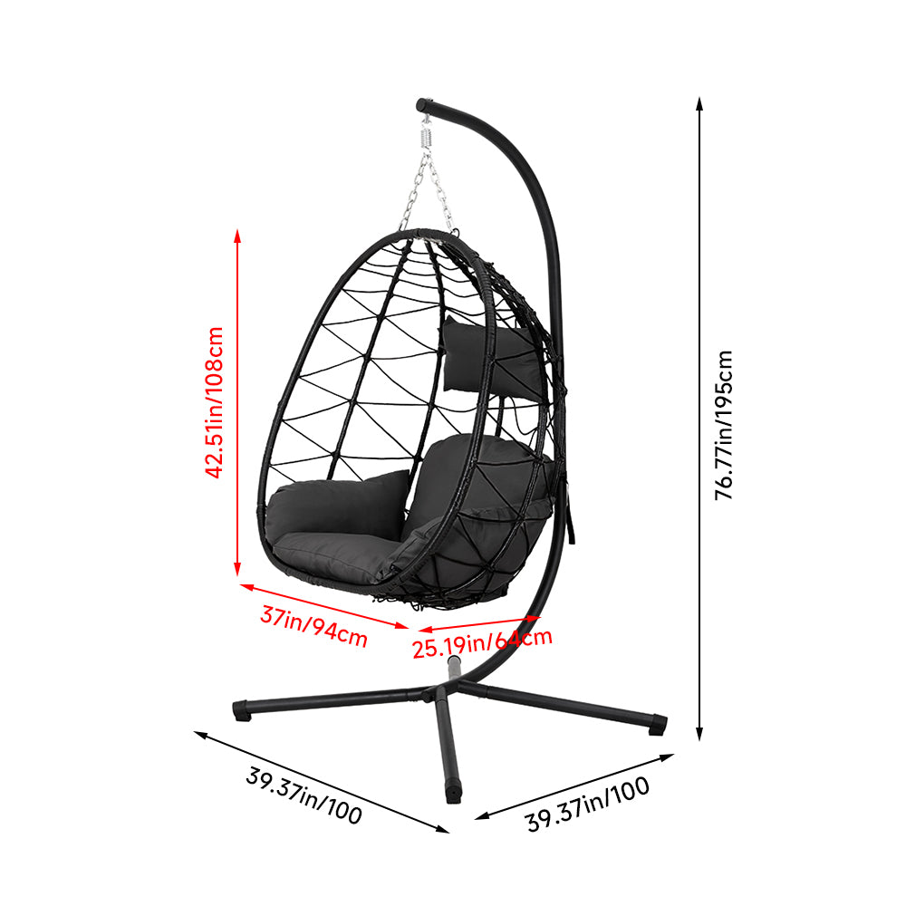 Hanging Chair With Stand And Padded Cushion