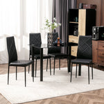 Dining Table Set With Tempered Glass, 4 Chairs