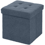 Foldable Sherpa Fleece Storage Ottoman, 38 x 38 x 38cm | Blue