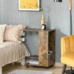 Mobile Sofa Side Table For Laptop Coffee W/ Storage | Brown