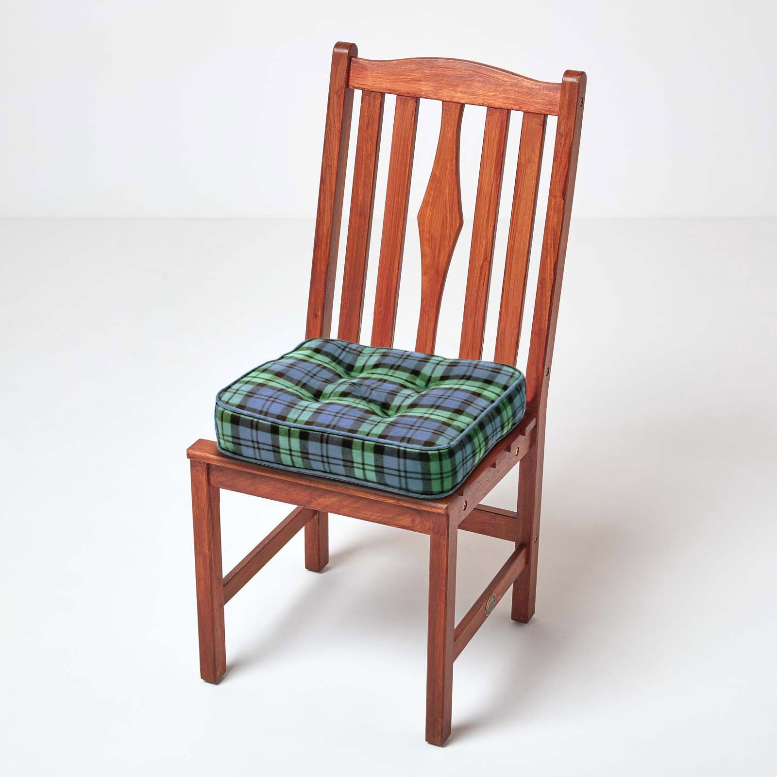 Tartan Check Cotton Dining Chair Booster Cushion | 40cm x 40cm | Blackwatch