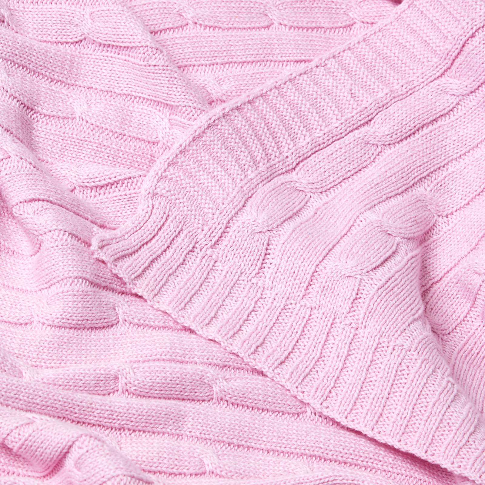 Combed Cotton Cable Knit Throw | 150cm x 200cm | Pink