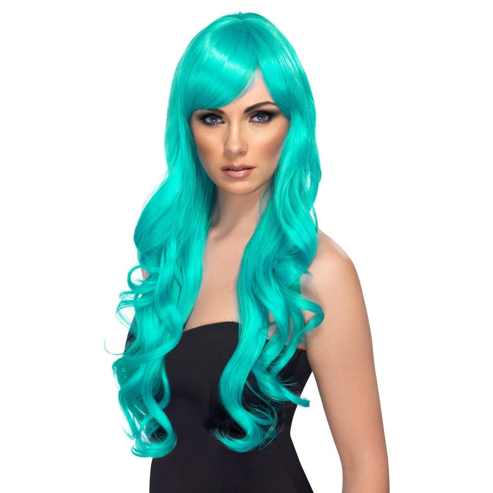 Desire Long Curly Wig With Fringe | Aqua