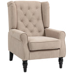 Accent Armchair Home Furniture Retro Tufted Club Wood Fabric | Beige