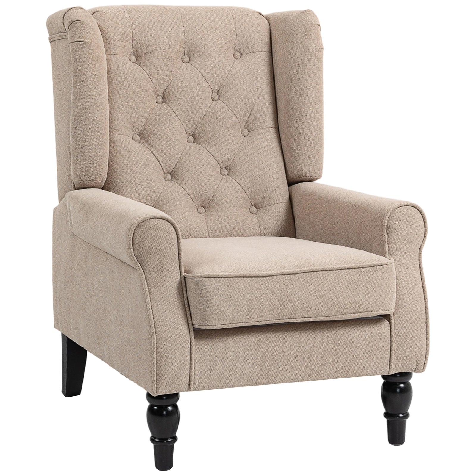 Accent Armchair Home Furniture Retro Tufted Club Wood Fabric | Beige