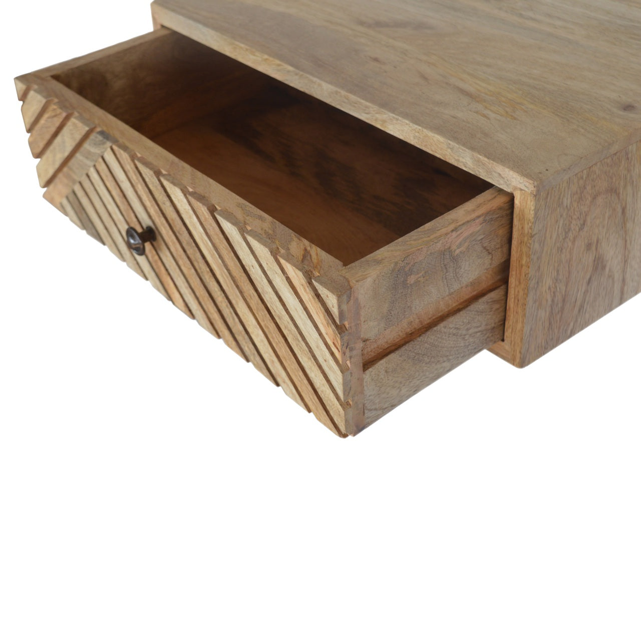 Solid Wood Floating Line Carved Bedside