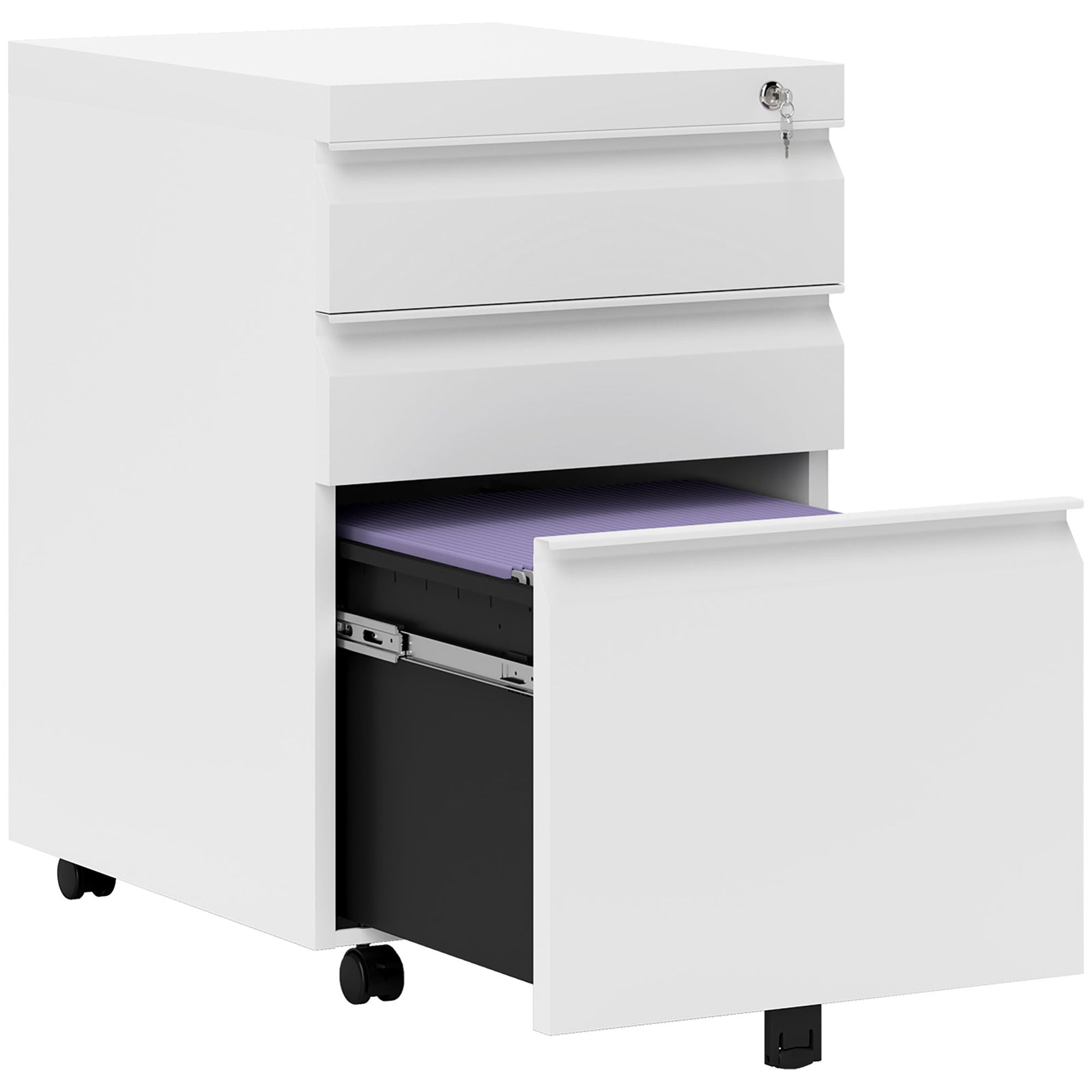 3 Drawer File Cabinet Lockable Metal Filling Cabinet | One Size | White