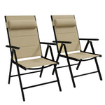 Set Of 2 Patio Folding Chairs With Adjustable Back | Khaki