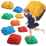 Balance Stepping Stones For Kids, River Stones With Non-slip Bottom | Set of 9 | Multi