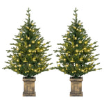 2 Pcs 4ft Artificial Christmas Tree With Lights, Pot, Realistic Tips