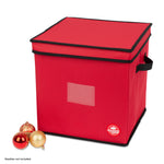 Collapsible Red 64 Bauble Storage Bag With Zipped Lid & Handles