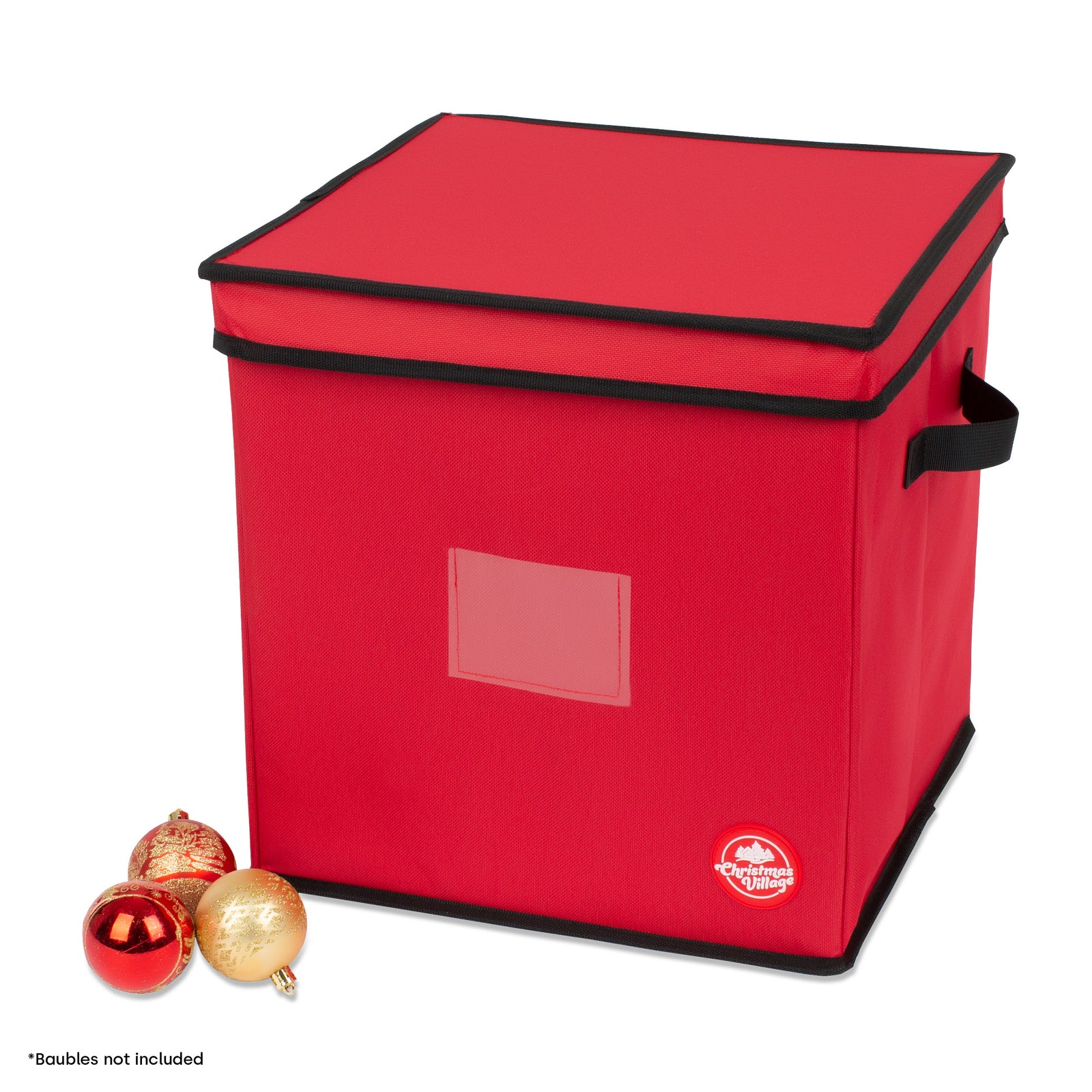Collapsible Red 64 Bauble Storage Bag With Zipped Lid & Handles