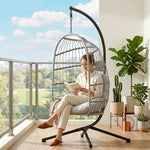 Hanging Egg Chair, Outdoor Swing Chair With Stand | Grey