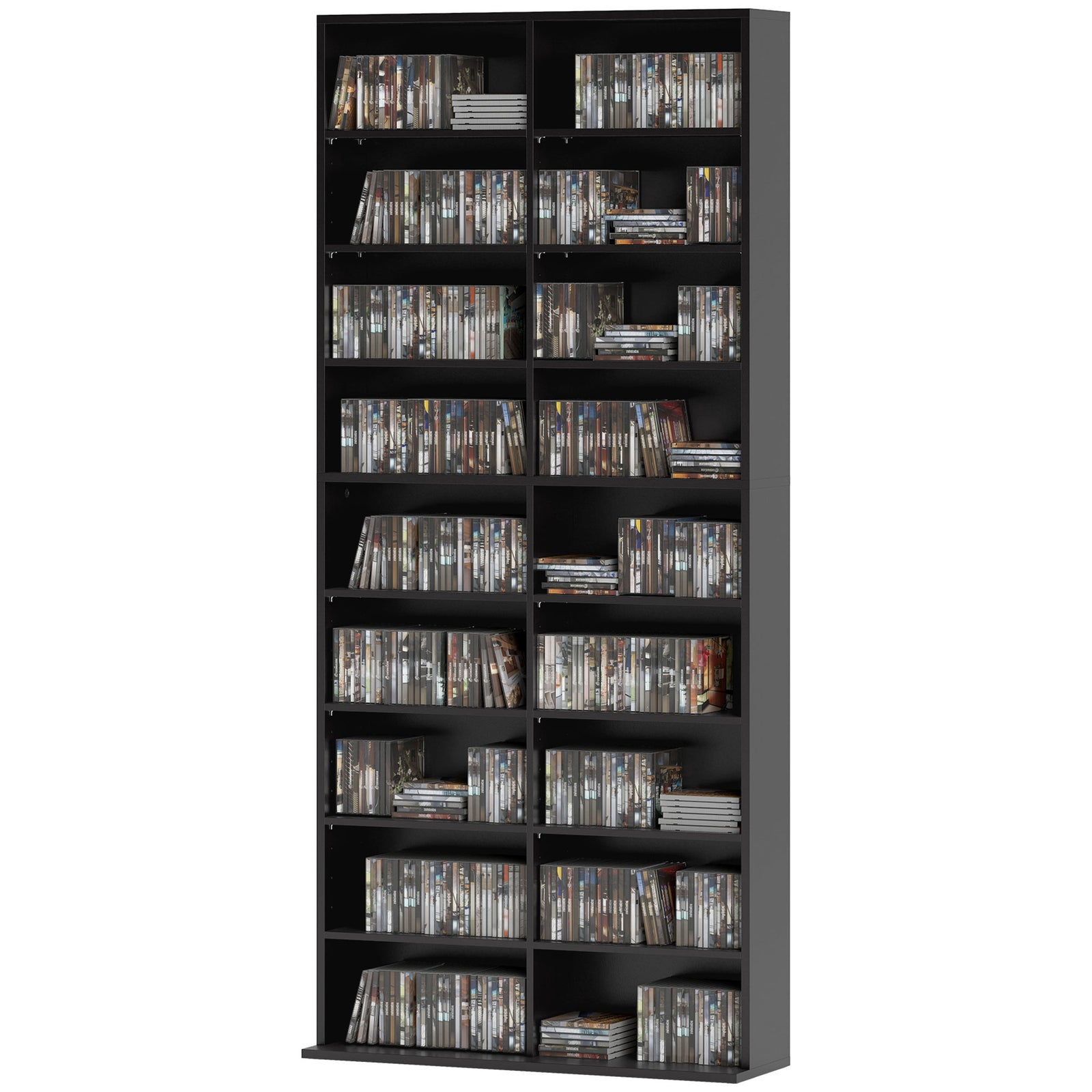 260/640 Cd 120/360 Dvd Storage Tower W/ 9/18 Compartments | Large | Black