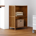 2-tier Open Bookcase, Small Space Bamboo Storage Shelf, Freestanding Corner Organizer With Raised Feet