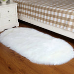 Oval Fluffy Shaggy Area Rug Super Soft Plush Carpet For Bedroom | Large | White